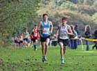 A311 Joshua Naisbitt (City of Sheffield) and Daniel Haymes (Derby AC) lead the under-17 mens Northern Cross Country Relays, Graves Park, Sheffield.